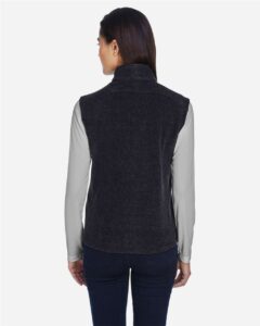 CORE365 78191 Women’s Journey Fleece Vest – Heather Charcoal (on model back)