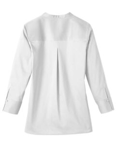 Devon & Jones DG560W Women’s Crown Collection® Stretch Broadcloth Three-Quarter Sleeve Blouse – White (back)
