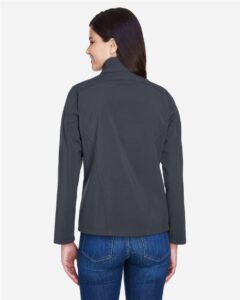 CORE365 78184 Women’s Cruise Two-Layer Fleece Bonded Soft Shell Jacket – Carbon (on model back)