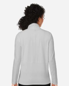 Devon & Jones DP125W Women’s Raleigh Stretch Cardigan – Grey (on model back)