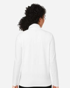 Devon & Jones DP125W Women’s Raleigh Stretch Cardigan – White (on model back)