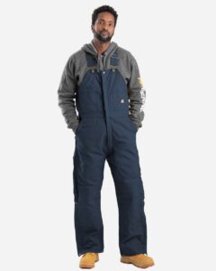 Berne Apparel B415T Men’s Tall Heritage Insulated Bib Overall – Navy (on model)