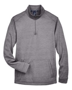 Devon & Jones DG798 Men’s Newbury Mélange Fleece Quarter-Zip Pullover – Dark Grey Heather
