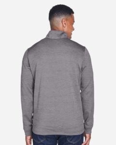 Devon & Jones DG798 Men’s Newbury Mélange Fleece Quarter-Zip Pullover – Dark Grey Heather (on model back)