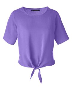 Devon & Jones DP617W Women’s Perfect Fit™ Tie Front Blouse – Grape