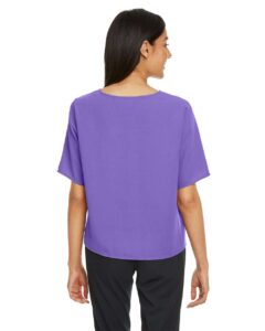 Devon & Jones DP617W Women’s Perfect Fit™ Tie Front Blouse – Grape (on model back)