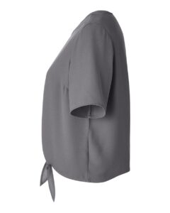 Devon & Jones DP617W Women’s Perfect Fit™ Tie Front Blouse – Graphite (side)