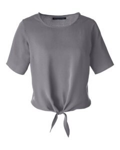 Devon & Jones DP617W Women’s Perfect Fit™ Tie Front Blouse – Graphite