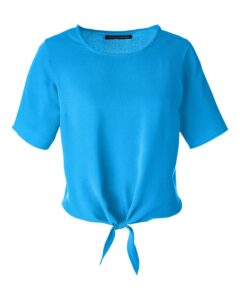 Devon & Jones DP617W Women’s Perfect Fit™ Tie Front Blouse – Ocean Blue