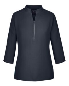 Devon & Jones DP611W Women’s Perfect Fit™  Three-Quarter Sleeve Crepe Tunic – Black