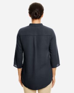 Devon & Jones DP611W Women’s Perfect Fit™  Three-Quarter Sleeve Crepe Tunic – Black (on model back)