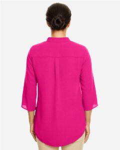 Devon & Jones DP611W Women’s Perfect Fit™  Three-Quarter Sleeve Crepe Tunic – Crown Raspberry (on model back)