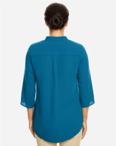 Devon & Jones DP611W Women’s Perfect Fit™  Three-Quarter Sleeve Crepe Tunic – Dark Teal (on model back)