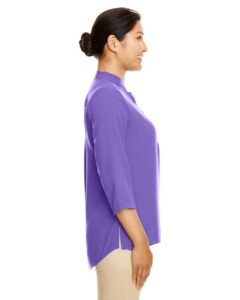 Devon & Jones DP611W Women’s Perfect Fit™  Three-Quarter Sleeve Crepe Tunic – Grape (on model side)