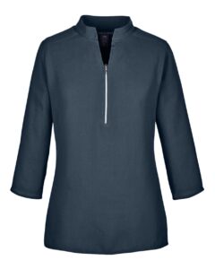 Devon & Jones DP611W Women’s Perfect Fit™  Three-Quarter Sleeve Crepe Tunic – Navy