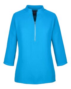 Devon & Jones DP611W Women’s Perfect Fit™  Three-Quarter Sleeve Crepe Tunic – Ocean Blue