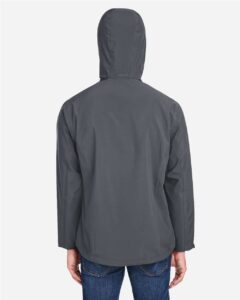 CORE365 CE712 Men’s Barrier Packable Rain Jacket – Carbon (on model back)