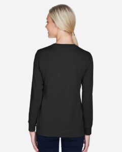 Devon & Jones DP181W Women’s Perfect Fit™ Ribbon Cardigan – Black (on model back)