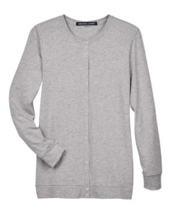 Devon & Jones DP181W Women’s Perfect Fit™ Ribbon Cardigan – Grey Heather