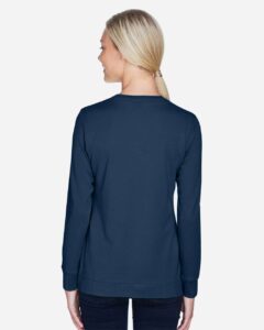 Devon & Jones DP181W Women’s Perfect Fit™ Ribbon Cardigan – Navy (on model back)
