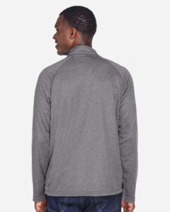 Devon & Jones DG440 Men’s Stretch Tech-Shell® Compass Quarter-Zip Pullover – Dark Grey Heather (on model back)