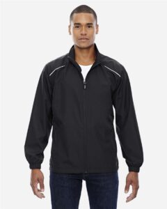 CORE365 88183T Men’s Tall Techno Lite Motivate Unlined Lightweight Jacket – Black (on model)
