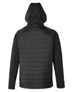 CORE365 CE808 Unisex Techno Lite Hybrid Hooded Jacket – Black (back)