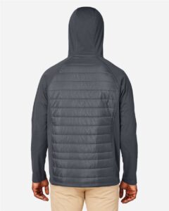 CORE365 CE808 Unisex Techno Lite Hybrid Hooded Jacket – Carbon (on model back)