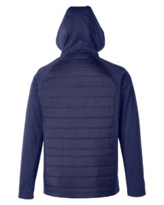 CORE365 CE808 Unisex Techno Lite Hybrid Hooded Jacket – Classic Navy (back)