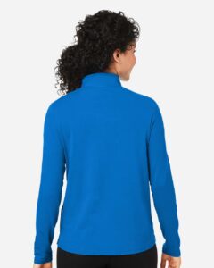 Devon & Jones DG425W Women’s Raleigh Stretch Quarter-Zip Pullover – French Blue (on model back)