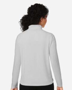 Devon & Jones DG425W Women’s Raleigh Stretch Quarter-Zip Pullover – Grey (on model back)