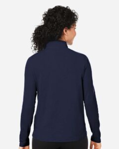 Devon & Jones DG425W Women’s Raleigh Stretch Quarter-Zip Pullover – Navy (on model back)