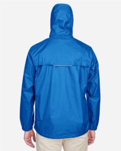 CORE365 88185 Men’s Climate Seam Sealed Lightweight Variegated Ripstop Jacket – True Royal (on model back)