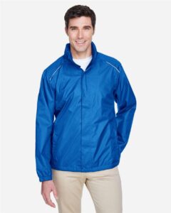 CORE365 88185 Men’s Climate Seam Sealed Lightweight Variegated Ripstop Jacket – True Royal (on model)