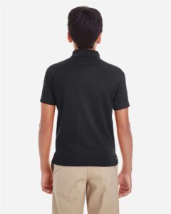 CORE365 88181Y Youth Origin Performance Piqué Polo – Black (on model back)