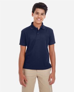 CORE365 88181Y Youth Origin Performance Piqué Polo – Classic Navy (on model)