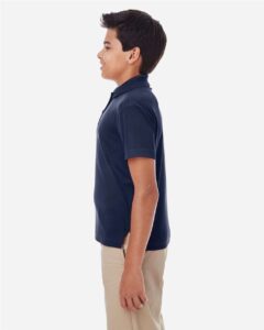 CORE365 88181Y Youth Origin Performance Piqué Polo – Classic Navy (on model side)