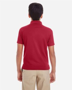 CORE365 88181Y Youth Origin Performance Piqué Polo – Classic Red (on model back)