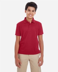 CORE365 88181Y Youth Origin Performance Piqué Polo – Classic Red (on model)