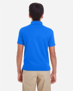 CORE365 88181Y Youth Origin Performance Piqué Polo – True Royal (on model back)