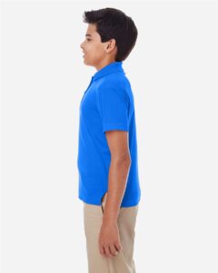 CORE365 88181Y Youth Origin Performance Piqué Polo – True Royal (on model side)