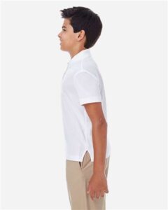 CORE365 88181Y Youth Origin Performance Piqué Polo – White (on model side)
