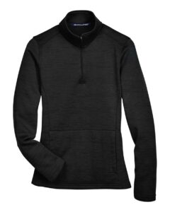 Devon & Jones DG798W Women’s Newbury Mélange Fleece Quarter-Zip Pullover – Black Heather
