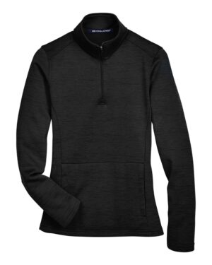 Devon & Jones DG798W Women’s Newbury Mélange Fleece Quarter-Zip Pullover – Black Heather