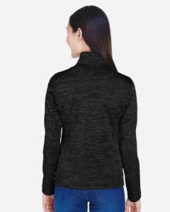 Devon & Jones DG798W Women’s Newbury Mélange Fleece Quarter-Zip Pullover – Black Heather (on model back)