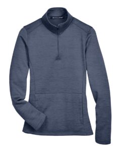 Devon & Jones DG798W Women’s Newbury Mélange Fleece Quarter-Zip Pullover – Navy Heather