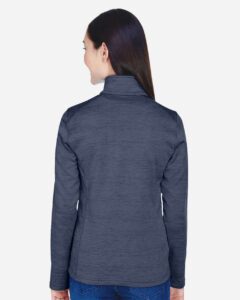 Devon & Jones DG798W Women’s Newbury Mélange Fleece Quarter-Zip Pullover – Navy Heather (on model back)