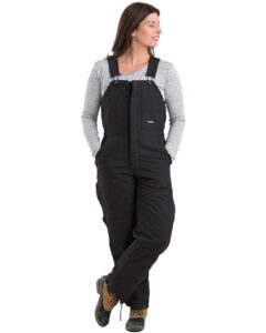 Berne Apparel WB515 Women’s Softstone Duck Insulated Bib Overall – Black (on model)
