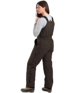 Berne Apparel WB515 Women’s Softstone Duck Insulated Bib Overall – Dark Brown (on model back)