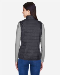 CORE365 CE702W Women’s Prevail Packable Puffer Vest – Carbon (on model back)